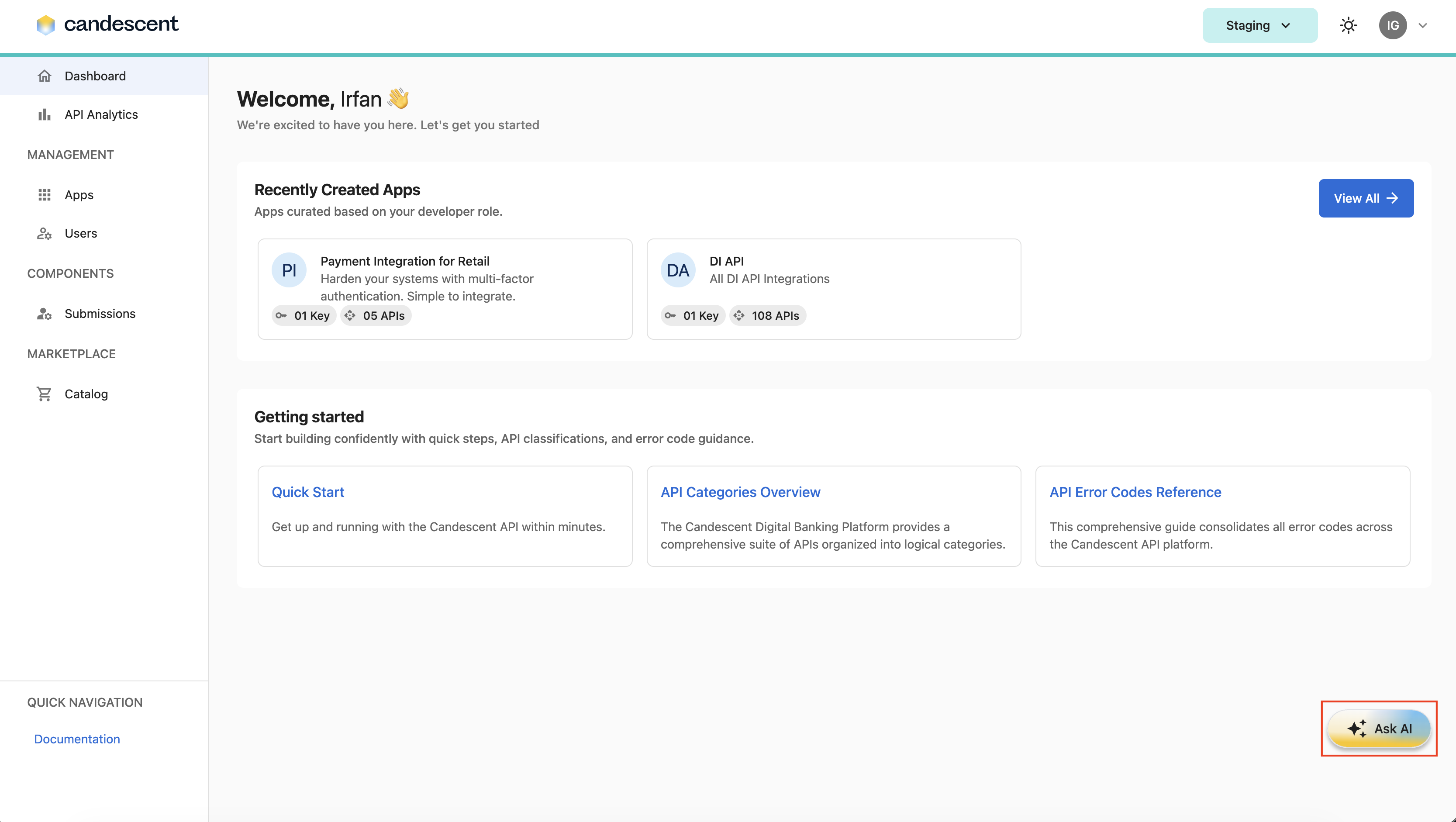 Floating Ask AI button