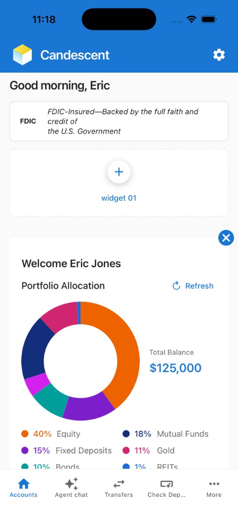 Sample widget running in the mobile sandbox